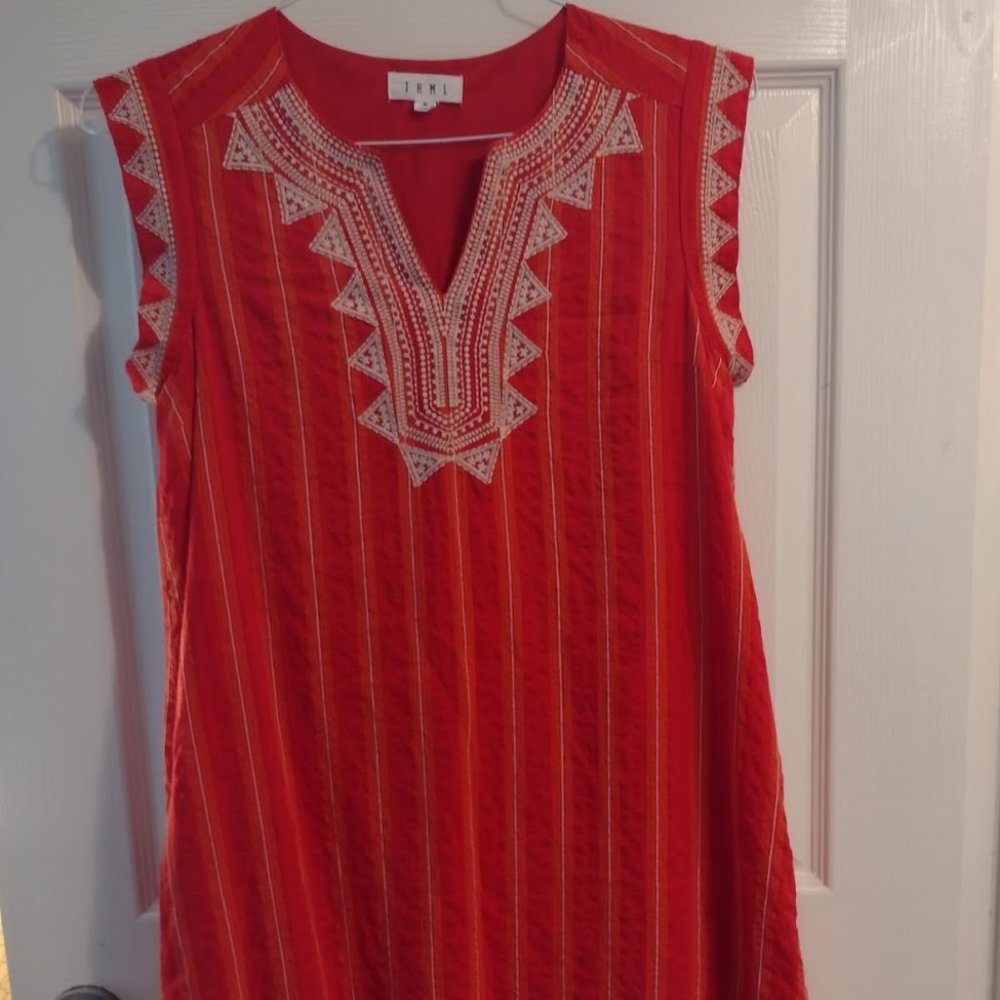 Red and Orange Embroidered Dress